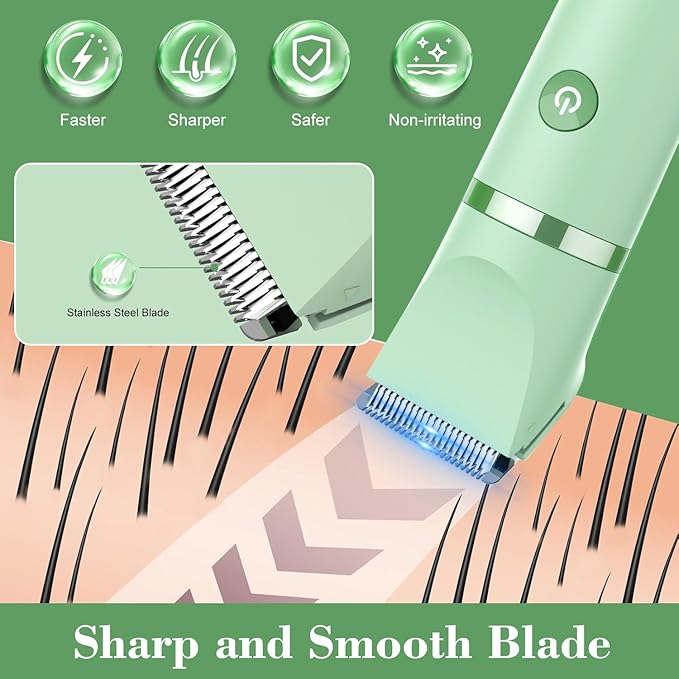 3-in-1 Electric Razor IPX7 Waterproof Bikini Trimmer Wet & Dry Use Painless Personal Trimmer Groomer for Ladies Face Body Legs Bikini Public Hairs Electric Lady Shaver with Replaceable Heads