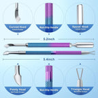 2PCS Metal Cuticle Pusher and Scraper (Blue Purple Mermaid), Nail Trimmer Cutter Stainless Steel Gel Scraper Tool, Nail Polish Remover Peeler Salon Manicure Pedicure Cleaner for Fingernail and Toenail