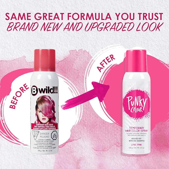 Punky Temporary Hair Color Spray – Lynx Pink, Instant Vivid Temporary Hair Dye for Women, Wash Out, Hair-Color Spray, 3.5 oz, 2 Pack