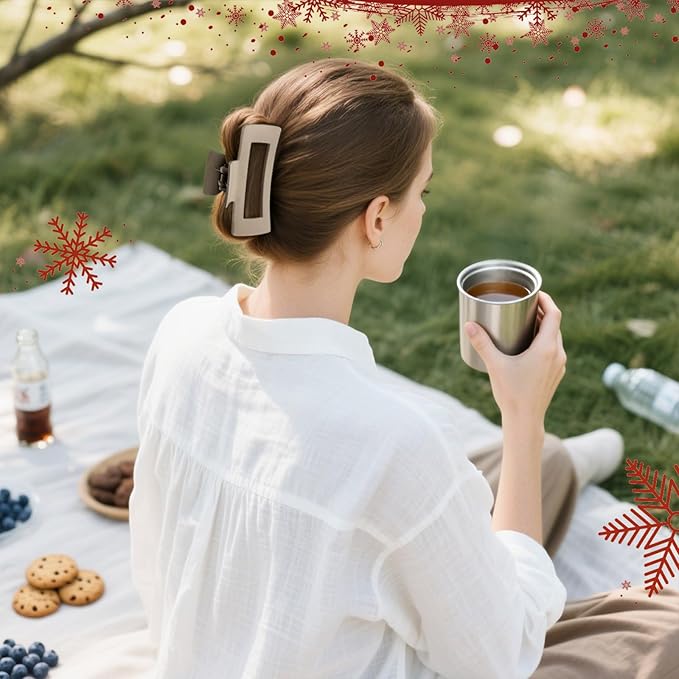 TOCESS 8 Pack Neutral Big Hair Claw Clips for Women Large Claw Clip for Thin Thick Curly Hair 90's Strong Hold 4.33 Inch Nonslip Matte Jumbo Hair Clips