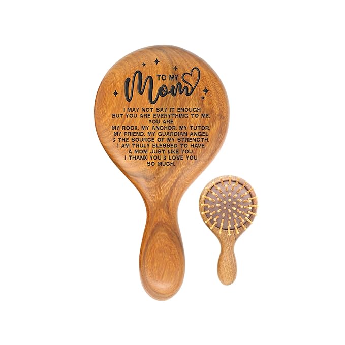 TOBOHU Engraved Wooden Hairbrush Gifts for Mom from Daughter Son, Mom's Mother's Day Birthday Gifts, To My Mom Keepsakes Gift for Mother