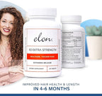 Elon R3 Extra Strength for Hair Growth - Supplements for Women to Grow Thicker, Fuller Hair, Advanced Formula with 5000 mcg Biotin Per Serving & Collagen, 60 Count (Pack of 3)
