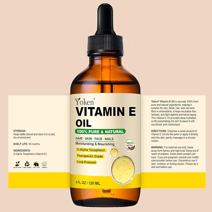 Vitamin E Oil 4 Oz Organic Vitamin E oil for Skin Vitamine oils for Face Perfect Bath and Body Oil Cold Pressed Hexane Free
