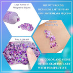 MEICOLY Purple Hair Glitter Kids Makeup,Halloween Sparkly Face Glitter,Mermaid Sequins Face Body Glitter,Chunky Glitter for Festival Rave Accessories Costume Outfits for Women,50ml
