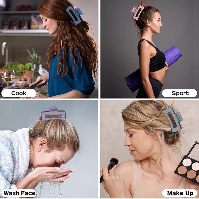 Hair Clip - Claw, 4.1 Inch Extra Large for Thick, Long, Curly Hair, 12 Pcs, 12 Rubber Paint and Plastic Materials, Non-Slip Design, Women and Girls Hair Accessories - Multicolor