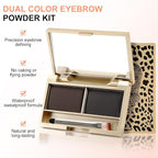 Boobeen Eyebrow Powder Kit, 2-color Waterproof Eyebrow Palette Makeup to Definer & Filler Brows, Eyebrow Color Powder Shape Natural Looking Brow - with Mirror Brush