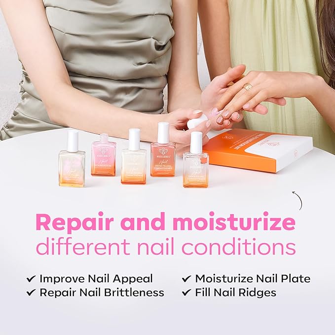 modelones Nail Strengthener and Growth Pearl Pink Nail Polish Nail Repair for Damaged Nails Hardener Extra Strong and Growth Nail Care Gifts for Women 15ml