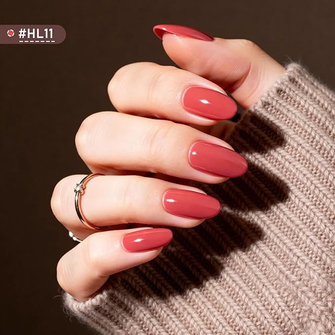 12Pcs Rose Nail Polish Set with Base and Top Coat Burgundy Dark Wine Cherry Red Hot Pink Fingernail Polish Kit Air Quick Dry Regular Finger Nail Polish Pack for Women Gift Holiday