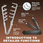 Texture Comb, Voluminous Wide Toothed Hair Comb, Wide & Fine-Toothed Dual-Purpose SetBangs Seam Grooming Accessory for Women and Men, ABS plastic with textured grip(1 SET)