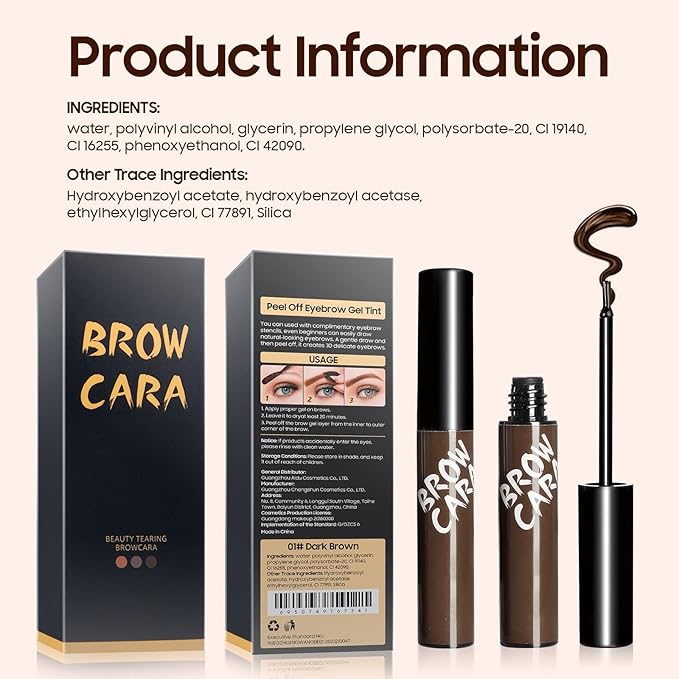 Brow Tattoo Peel Off Tint - Eyebrow Gel Tint with Eyebrow Stencils Christmas Makeup Gift for Women, Brow Gel Eyebrow Tattoos Waterproof Long-Lasting, Eye Brow Pencils Lush & Full Brows (Light Brown)