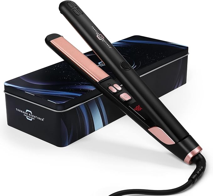 Straightener and Curler 2in1 with LCD Display 15s Fast Heating Ultra hot for American and African Hair Constant high Heat Adjustable Temperature Healthy Styling Tool for All Hairstyles (Rose Gold)