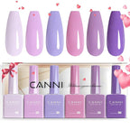 CANNI 6 Colors 9 ML Hema-Free Light Purple Gel Nail Polish Set, Purple Gel Polish Kit, Soak Off LED Nail Gel Manicure Kit DIY at Home Salon Gifts