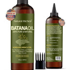 Natural Riches Unrefined Organic Batana Oil, 8 fl oz, 100% Pure & Natural, Cold pressed Honduras Miracle Oil for Hair Growth.