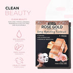 Azure Cosmetics Rose Gold Luxury Hydrating Facial Sheet Mask - Firming, Lifting & Deeply Moisturizing - Helps Reduce Fine Lines & Wrinkles, Signs of Aging & Dry Patches - Made in Korea - Pack of 5