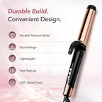 SRILabs CurlQ Curling Iron with 1.25 inch Extra Long Titanium Barrel, Ceramic Paddle Brush, and Thermal Brush with Rapid Heat Up, 12-Temperature Settings, and 360 Degrees Swivel Cord
