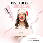 ELLA BELLA® Ultimate Waver Curling Iron • Crimper Hair Tool • Adjustable Heat Settings Dual Voltage • Anti-Scald Tech • Ionic Ceramic Coating for Long-Lasting, Frizz-Free Beach Waves (Pink & Grey)