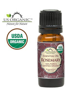 US Organic 100% Pure Rosemary Essential Oil, USDA Certified Organic 100% Pure, Steam Distilled, for Hair Growth, Scalp, Face, Skin, and Aromatherapy (Size Variations Available) (10 ml)