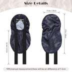 AWAYTR Long Satin Bonnet for Braids - Elastic Silk Hair Bonnets for Sleeping Night Cap Stretchy Tie Band for Women(Midnight)
