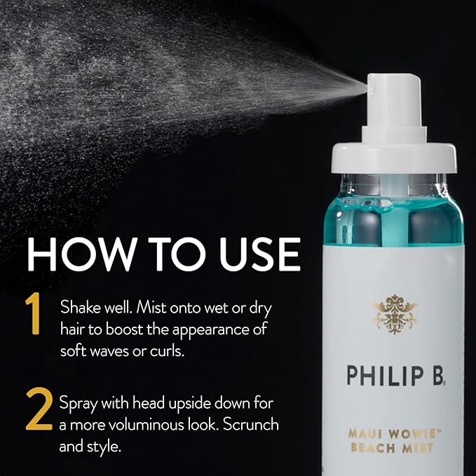PHILIP B. Maui Wowie Beach Mist 5.07 oz - Texturizing Hair Mist, Boosts Appearance of Volume & Bouncy Waves, Infused with Botanical Moisturizers, Sea Salt, Coconut & Aloe Vera