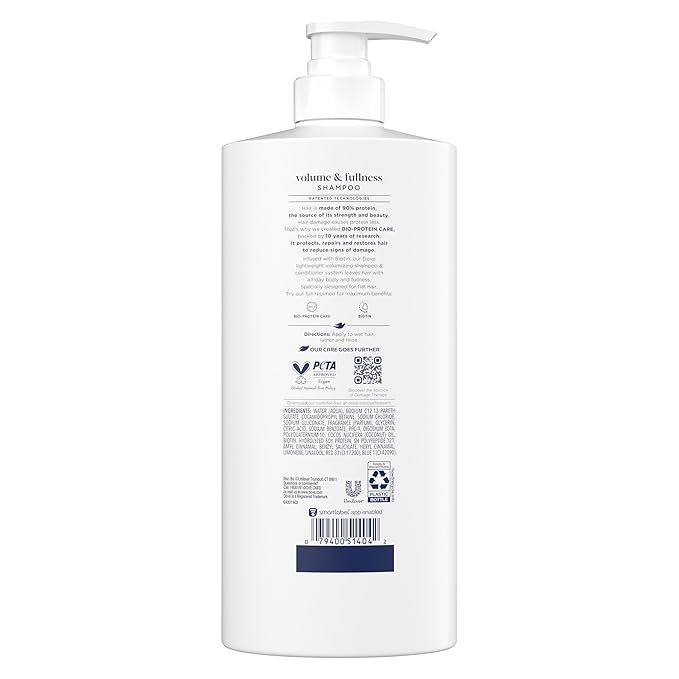 Dove Shampoo Volume & Fullness for Fine, Thin Hair with Bio-Protein Care Technology and Biotin 28 Fl Oz