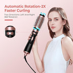 Hair Dryer Brush, 3-in-1 Rotating Round Hot Air Spin Brush Set with 2 Brushes (2" & 1.5"), Negative Ionic Blow Volumizer, 2 Detachable Auto-Rotating Curling Brush 100-120V