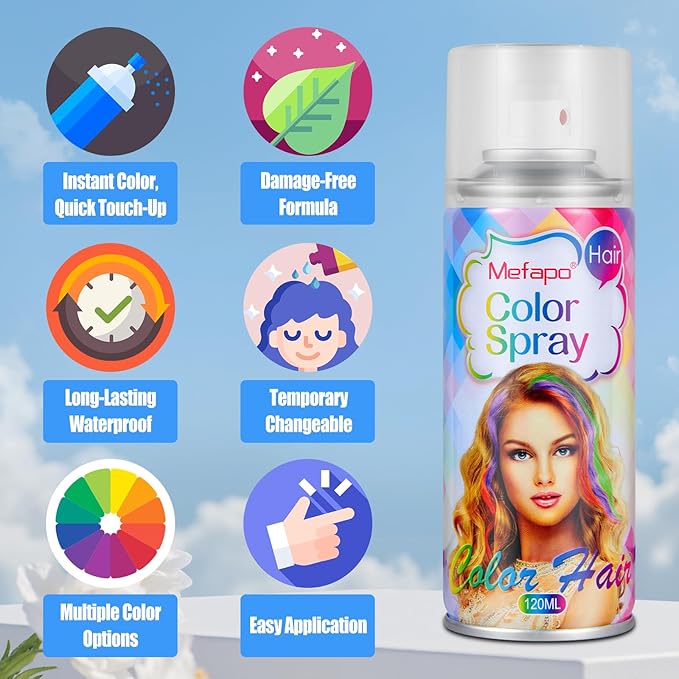 Christmas Black Temporary Hair Color Spray for Kids, Black Hair Spray for Women Men, Temporary Hair Dye, Root Touch Up Hair Color Dye,Washable Hair Spray Color Wax for Party Makeup, Cosplay(120ML)