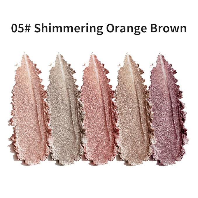 5-Color Eyeshadow Palette, Matte & Shimmer Neutral Browns, Low Saturation High Pigment, Blendable Buildable Waterproof, Smooth Skin-Friendly, 5#