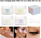 Light Purple Face Glitter Gel,Mermaid Body Glitter Gel,Singer Concerts Music Festival Rave Accessories,Self-Adhesive Sequins Glitter Body Hair Makeup,Sparkling Chunky for Women(Purple),53ML