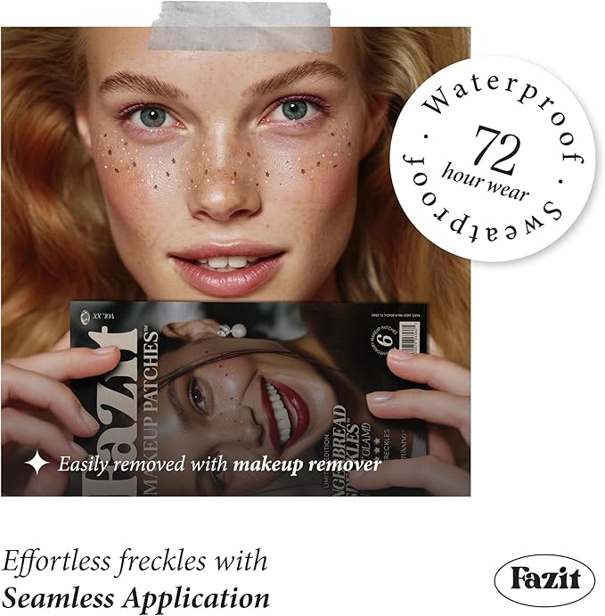 Fazit Makeup Patches - Gingerbread Speckles - Glow Up Make-Up Patches - Cute Glitter Makeup Accessories for Women - Cosmetic Glitter for Face