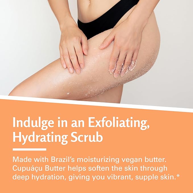 Firming & Moisturizing Brazilian Body Scrub, Gentle Body Exfoliator with Cupuacu Butter, Jojoba Oil & Collagen, 16 oz (453 g) by M3 Naturals