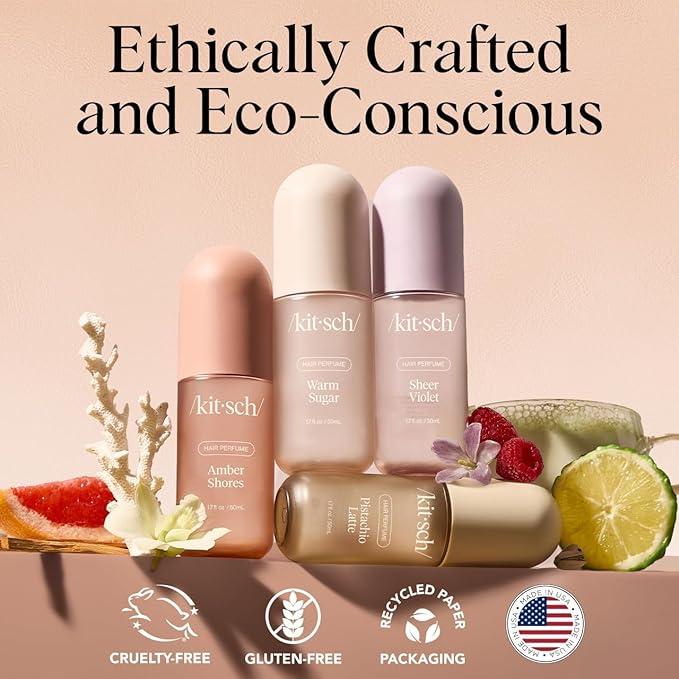 Kitsch Hair Perfume for Women - Warm Sugar | Clean, Deodorizing & Patented Odor-Eliminating Technology Hair Spray & Body Mist - Freshen Hair, Body & Pillows - Pink Grapefruit & Vanilla Scent - 50mL