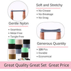 LuSeren 120 Pcs No Damage Hair Ties for Thick Hair, Large Soft Seamless Nylon Hair Elastics for Women, Ponytail Holders, Hair Accessories – Neutral Colors
