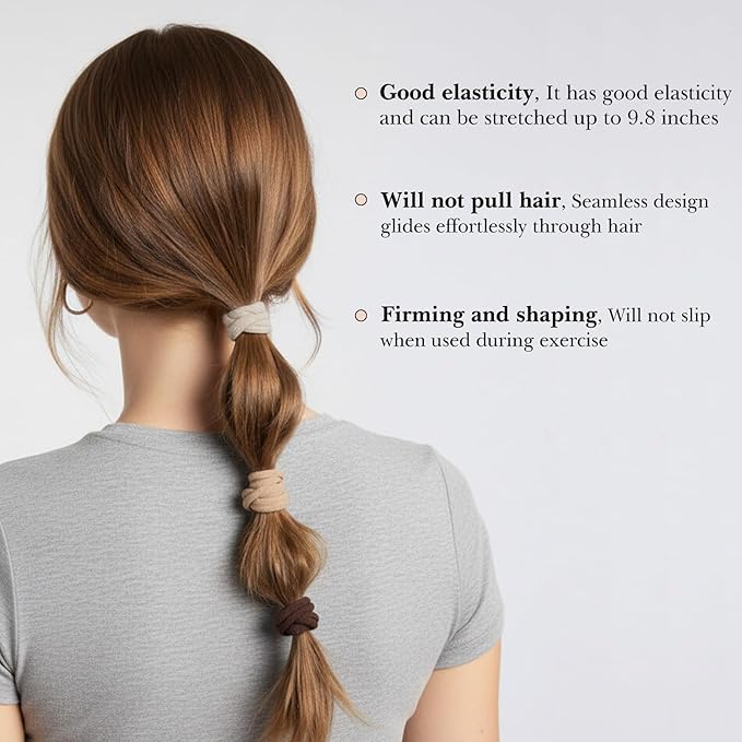 obeoby 100PCS Hair Ties for Thick Hair, Neutral Seamless Nylon Elastic Ponytail Holders Stretchy Hair Bands for Women Girls