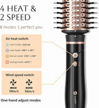 slopehill Hair Dryer Brush Blow Dryer, 6X High Speed Hot Air Blowout Brush with 2 Interchangeable Oval Brushes,1600W & 100000RPM Fast Drying, Straightening,Volumizing&Curling Hair,8 Modes Less Frizzy
