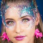 MEICOLY Pink Face Glitter,Pink Out Accessories for Spirit Week,Sparkle Hair Glitter Face Paint,Singer Concerts Lover Heart Glitter Makeup,Body Glitter for Women Kids