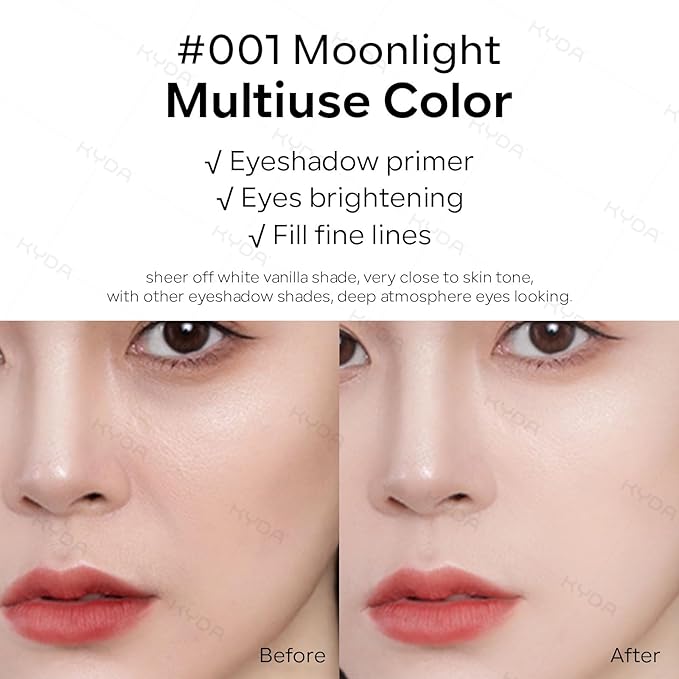 KYDA Single Matte Eyeshadow, Sheer Off White Vanilla Eyeshadow, Blendable Brightenning Primer for Eyes Shadow, Ultra-fine Lightweight Powder, Moonlight