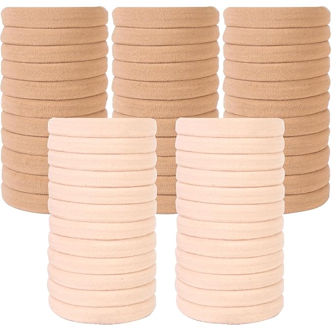 BAOLI 100PCS Brown Hair Ties for Women, Soft Blonde Hair Ponytail Holders, Thick Pony Tails Hair Ties No Damage, Seamless Hair Bands Elastic Holders for Heavy Hair, 2 Inch in Diameter