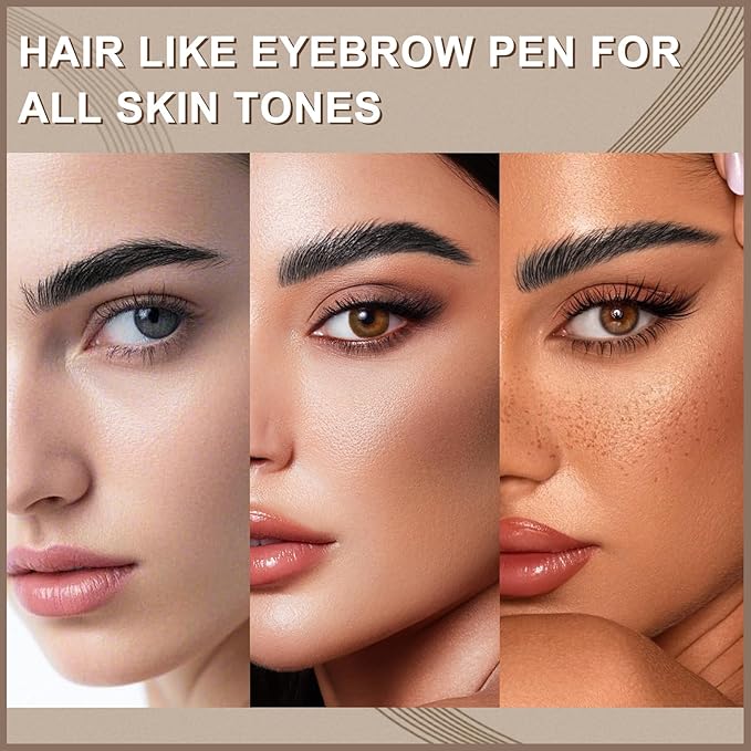 Boobeen 3pcs Waterproof Eyebrow Pen，Dual-Ended Eyeliner Microblading Eyebrow Pencil for Women，Long Lasting Hair-Like Brow Pen with Brow Brush，Dark Brown