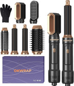 6 in 1 Blow Dryer Brush, Upgrade Hair Dryer Brush Set Negative Ion Air Styler Curling Wrap Air Curler, Hot Air Brush Curling Iron Hair Styling Tools As A Gift for Straight/Curl/Dry/Smooth