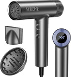 Blow Dryer,110000RPM High-Speed Brushless Motor, Fast-Drying Negative Ions Intelligent Constant Temperature Hair Care Dryers, Professional Hair Dryer with Attachments for Home&Salon (Grey)