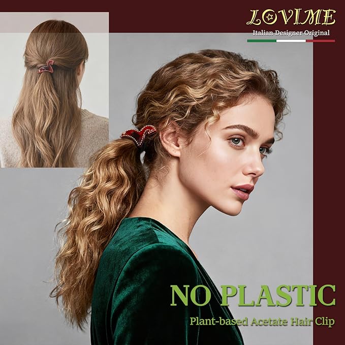 2026 Original Italian Designed Christmas Hair Tie for Women, Plant-Based Acetate Ponytail Holders for Girls, Handmade Christmas Hair Elastic Band With Gift Box-Steed Whisper