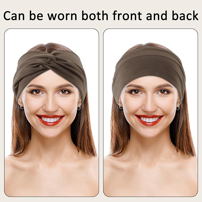 12 Pcs Stretchy Sport Headbands for Women,Absorbed Sport Headband Soft Twist Knotted Headbands for Yoga, Workout Daily Life