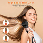 6 in 1 High-Speed Air Wrap Hair Styler,110,000 RPM Professional Hair Dryer Brush Set Fast Drying,No Heat Damage Multi-Styler,Blow Dryer Brush for Curling Straightening Volumizing Styling (Rose Gold)