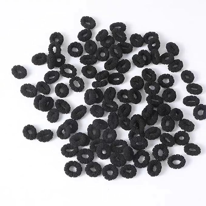 500 PCS Multicolor Cotton Hair Ties, Small Seamless Kids Hair Ties – Soft No-Crease Baby Hair Elastics for Girls, Kids & Toddlers, Gentle Ponytail Holders for Thin & Thick Hair. (Black)