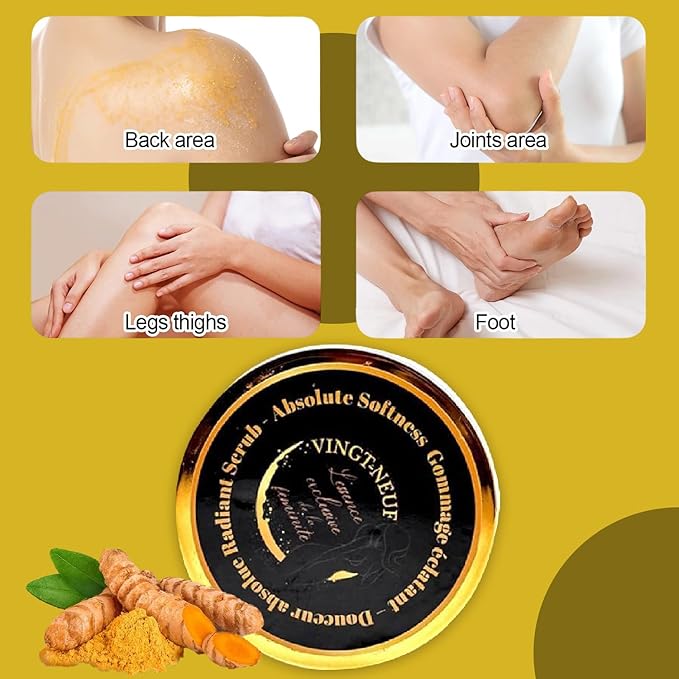 (29) Exfoliating Turmeric Body Scrub – Sea Salt, Jojoba & Almond Oil | Daily Body Exfoliator for Smooth, Radiant-Looking Skin | Gentle, Hydrating Scrub for All Skin Types (280ml)