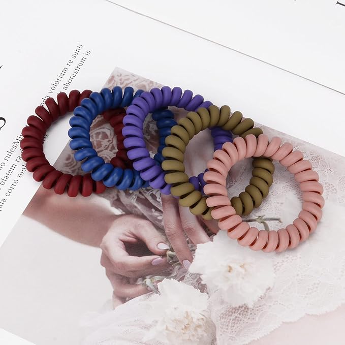 JessLab Spiral Hair Ties for Women, 10-Pack Traceless No-Damage Ponytail Holders, Coils Hair Bands for Girls, Assorted Colors