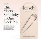 Kitsch Metal French Hair Pin for Women - Elegant Hair Accessories, Ideal for Buns & French Twist, Designed for a Secure, Comfortable Fit | Ideal Gifts for Women - Silver