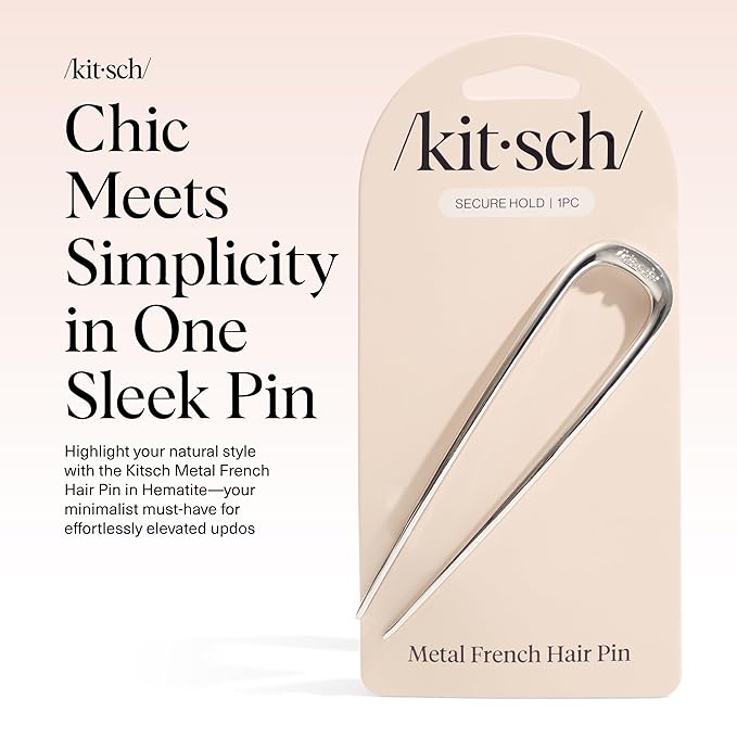 Kitsch Metal French Hair Pin for Women - Elegant Hair Accessories, Ideal for Buns & French Twist, Designed for a Secure, Comfortable Fit | Ideal Gifts for Women - Silver