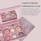 All in One Baked Makeup Palette wiht Bronzer, Highlighter, Blush and Eyeshadow, Highly Pigmented, Long Lasting Travel Compact, Baking Makeup Palette Gift for Women