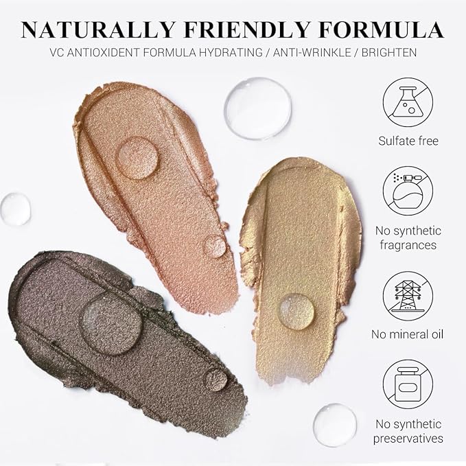 Brown Eyeshadow Stick Makeup Set 3PCS, Neutral Shimmer And Matte Cream Eye Shadow Palette, Metallic Bronze Smoky Eyeliner Brightener Crayon Pencil Kit, Ideal Gift for Women -Golden Glow